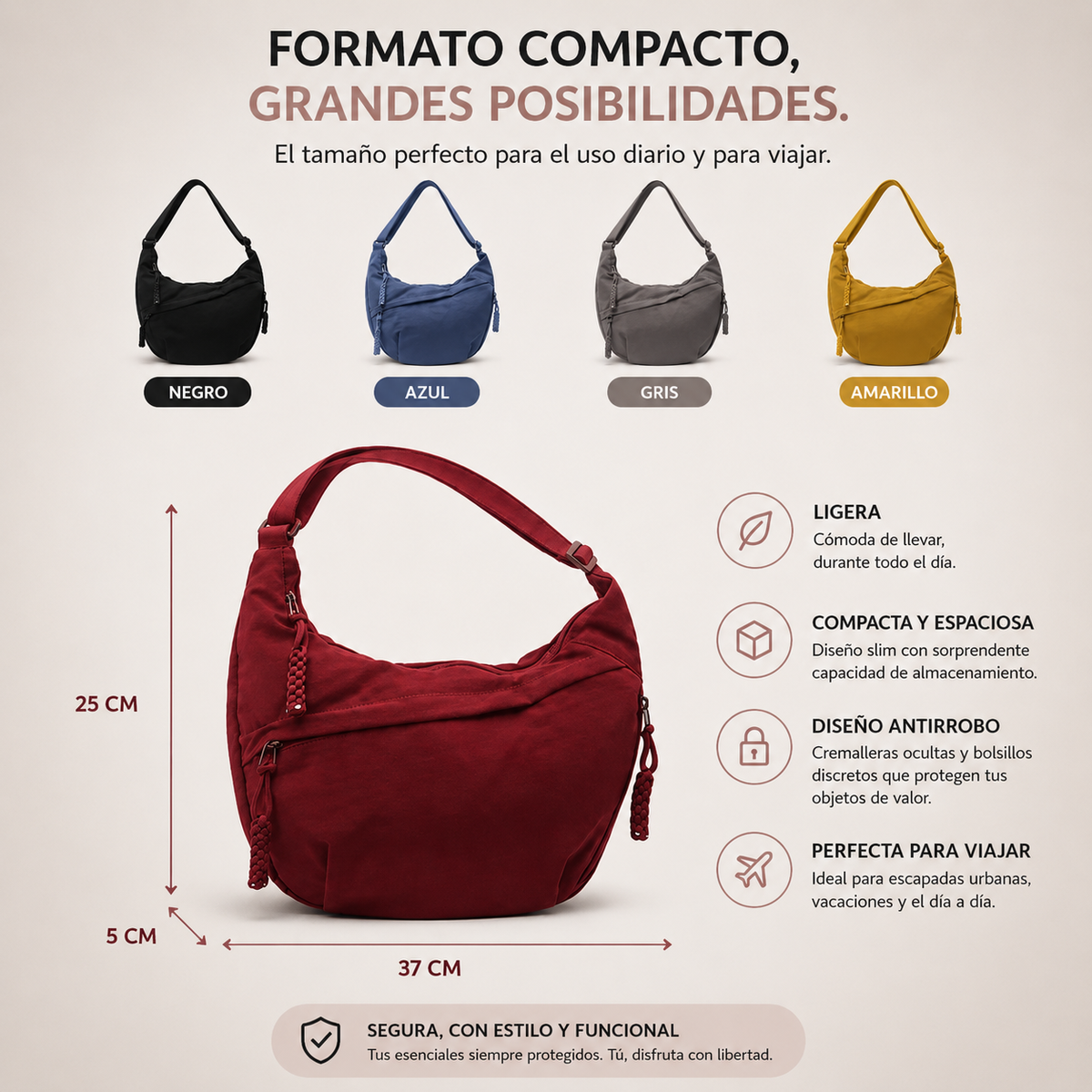 Bolso de hombro Rosaura Paez® - Luna