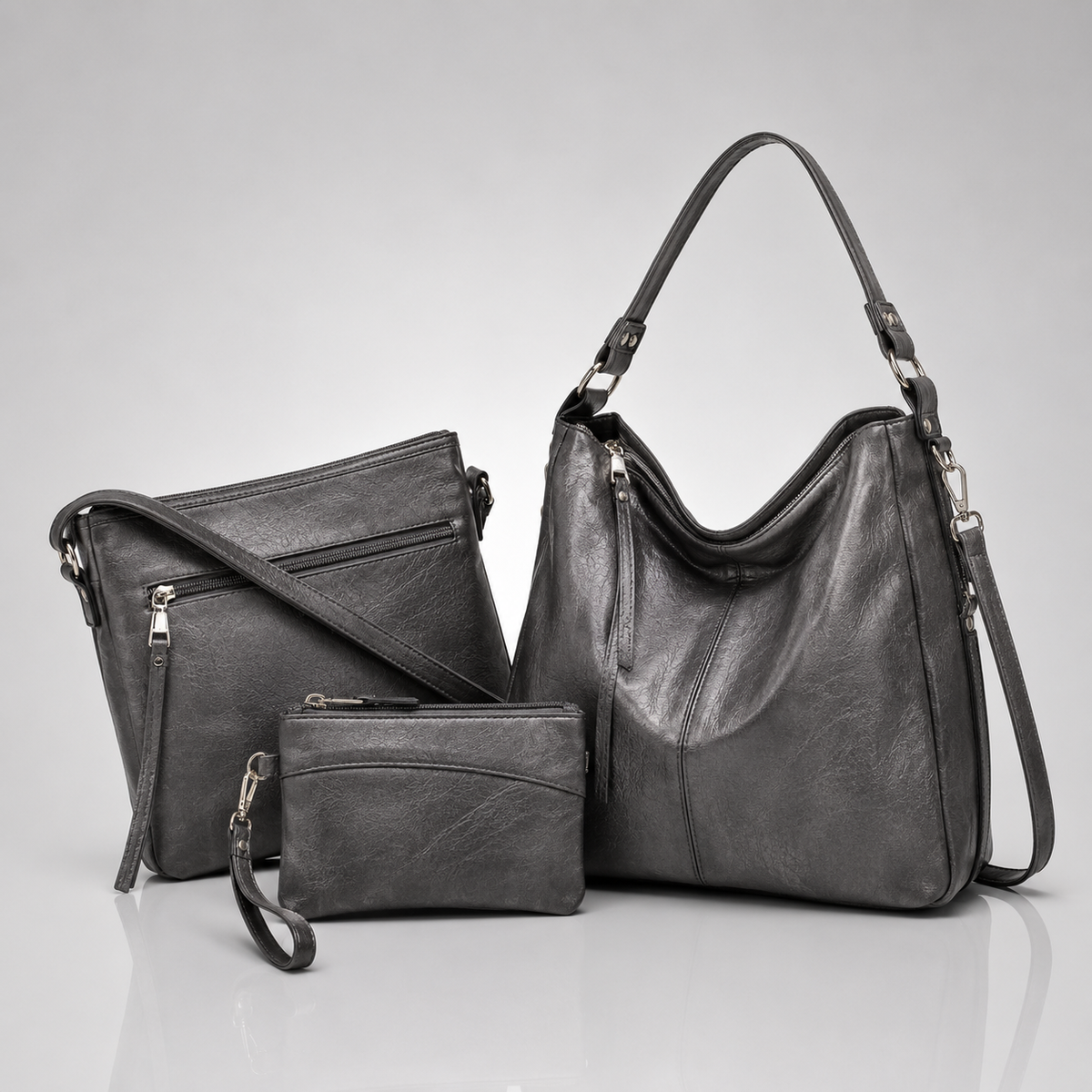 Set de 3 Bolsos Hobo de Piel de Lujo - Rosaura Paez®